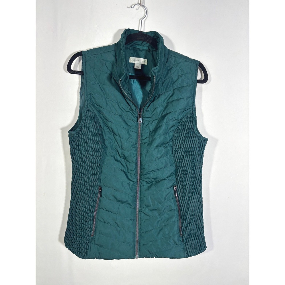 Gorpcore Christopher & Banks Women Large Green Quilted Smocked Puffer Vest
